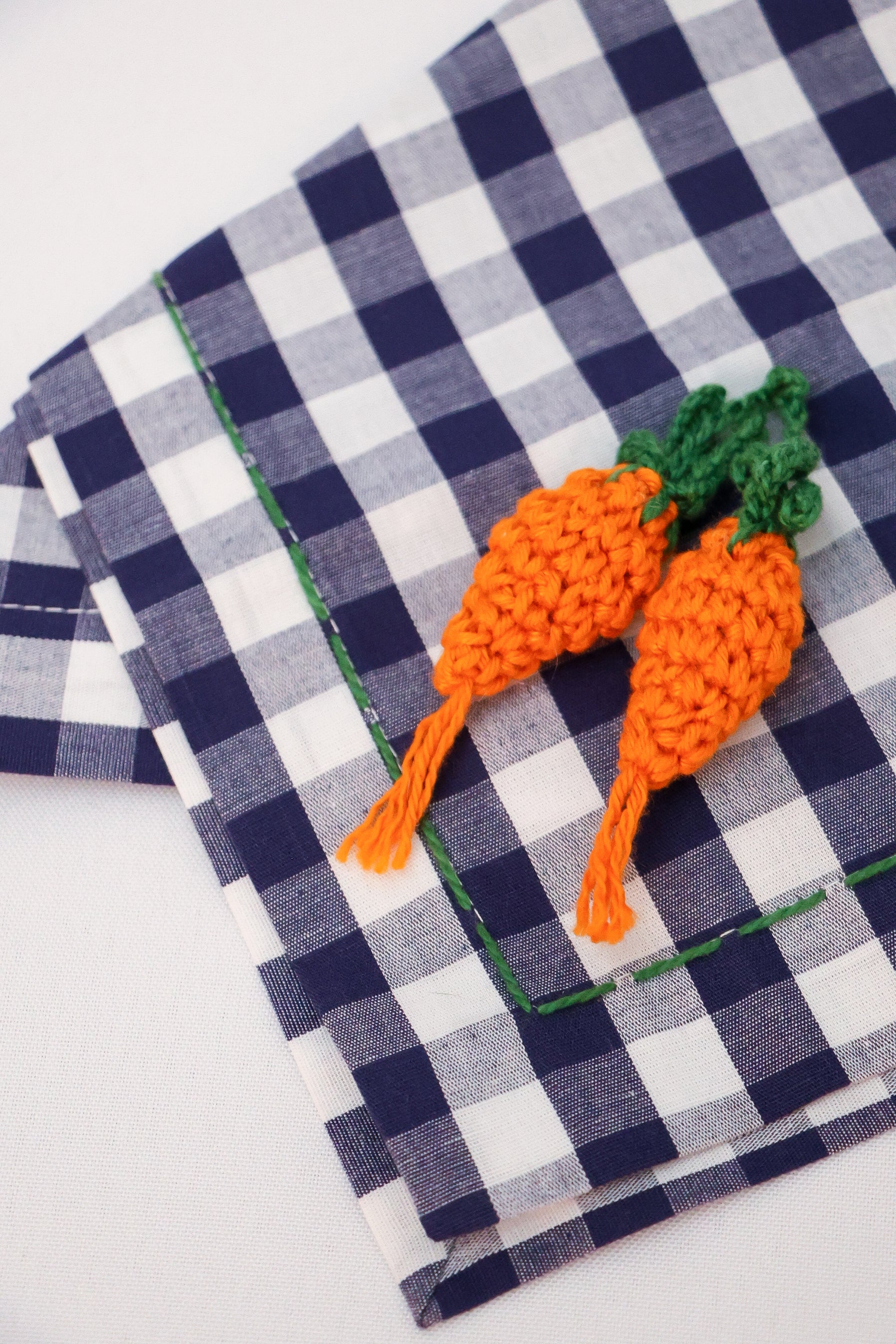 Guardanapo Xadrez Cenouras Crochê Gardenia