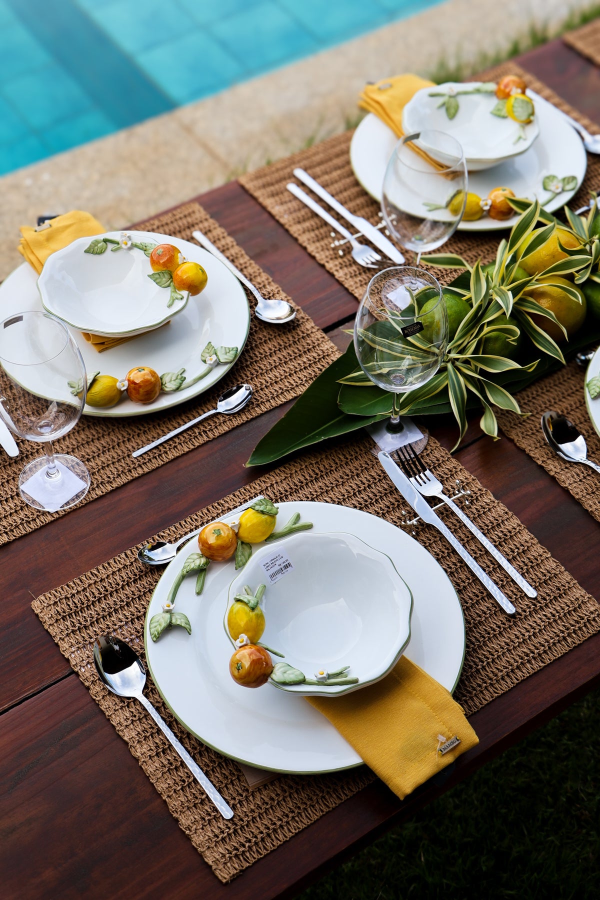 Prato Raso Ornamental Grande Laranja C/ Limão Relevo Luiz Salvador