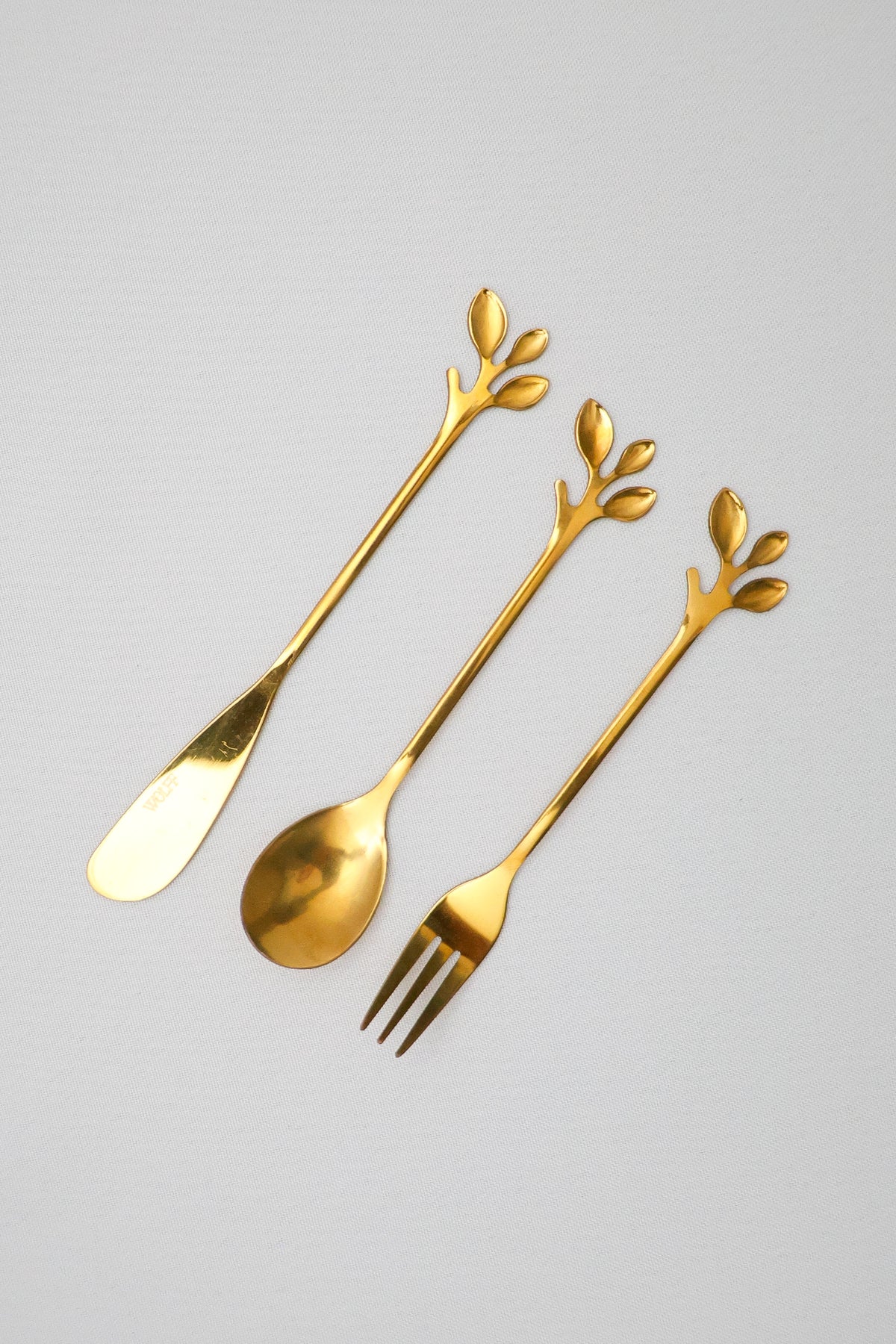 Talheres Aço Inox Leaves Dourado Wolff