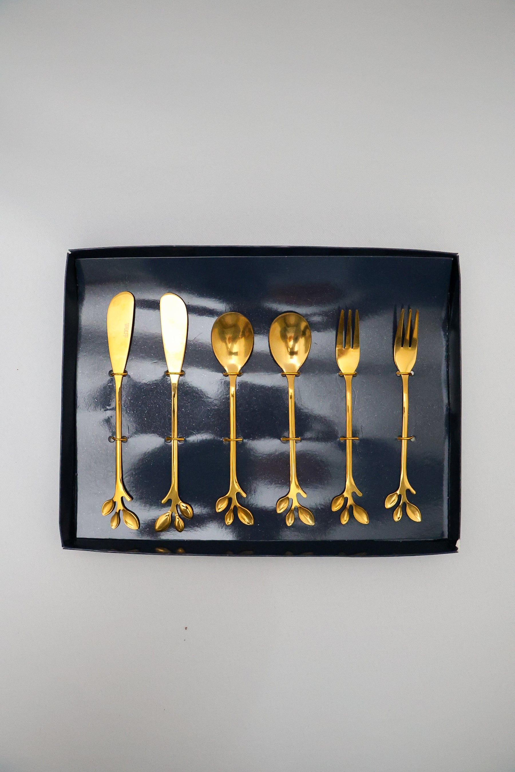 Talheres Aço Inox Leaves Dourado Wolff