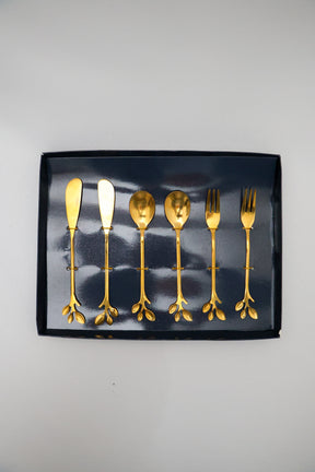 Talheres Aço Inox Leaves Dourado Wolff