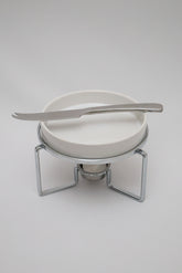 Rechaud p/ Queijo Brie Cerâmica c/ Faca de Aço Inox