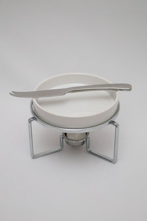 Rechaud p/ Queijo Brie Cerâmica c/ Faca de Aço Inox