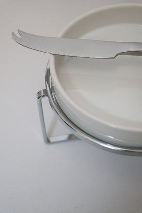 Rechaud p/ Queijo Brie Cerâmica c/ Faca de Aço Inox