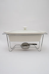 Rechaud 2,8L Retangular Cerâmica com Queimador e Tampa de Vidro