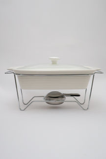 Rechaud 2,8L Retangular Cerâmica com Queimador e Tampa de Vidro