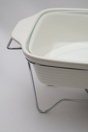 Rechaud 2,8L Retangular Cerâmica com Queimador e Tampa de Vidro