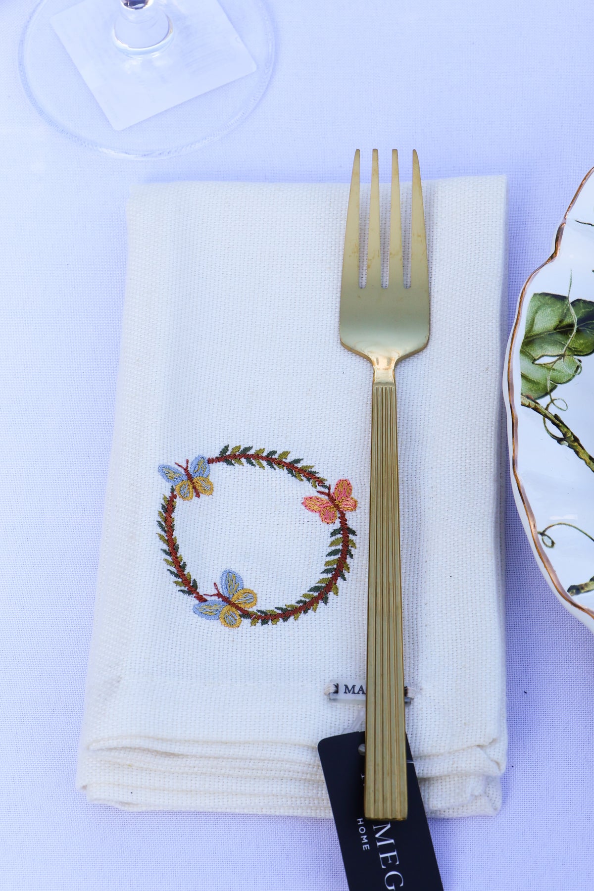 Guardanapo Linhão Off White Bordado Garden, Mameg