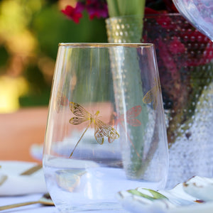 Copo de Cristal Libélula Ouro