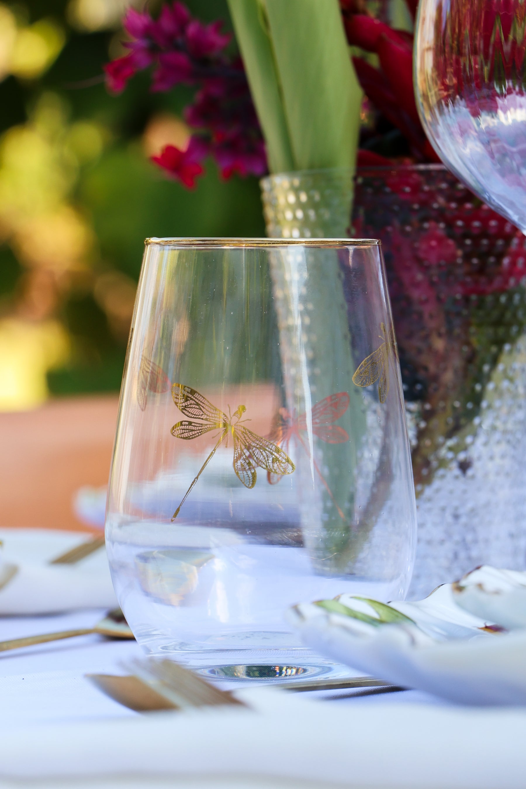 Copo de cristal Libélula ouro
