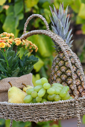 Cesta Dupla de Fibra Natural com Alça