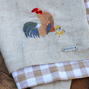 Guardanapo Linhão Cru Bordado Galo, Mameg