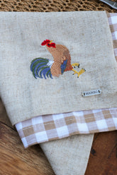 Guardanapo Linhão Cru Bordado Galo, Mameg