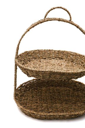 Cesta Dupla de Fibra Natural com Alça