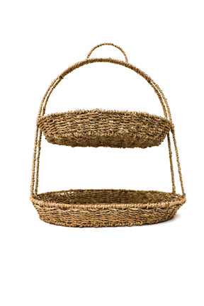 Cesta Dupla de Fibra Natural com Alça