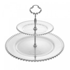 Prato Duplo em Cristal para Doces Pearl Wolff