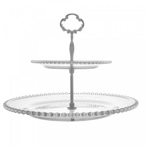 Prato Duplo em Cristal para Doces Pearl Wolff
