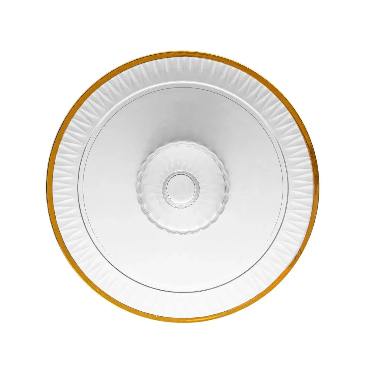 Prato para Bolo em Cristal com Pé e Fio de Ouro Radial Lyor