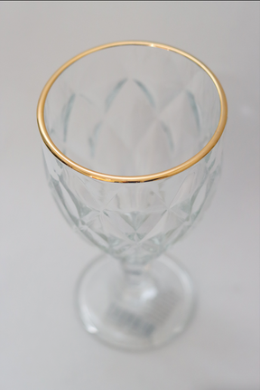 Taça de Vidro p/ água Diamond com fio de Ouro 360ml Lyor