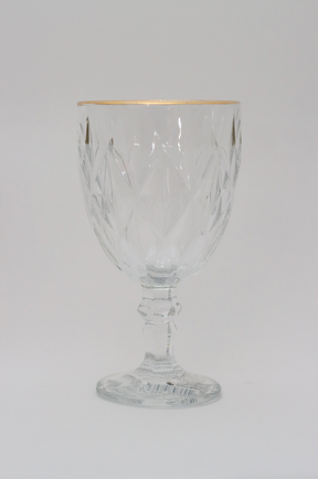 Taça de Vidro p/ água Diamond com fio de Ouro 360ml Lyor