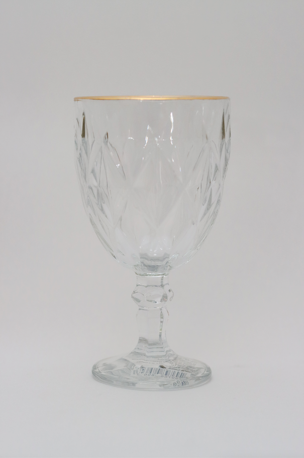 Taça de Vidro p/ água Diamond com fio de Ouro 360ml Lyor