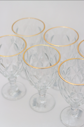 Taça de Vidro p/ água Diamond com fio de Ouro 360ml Lyor