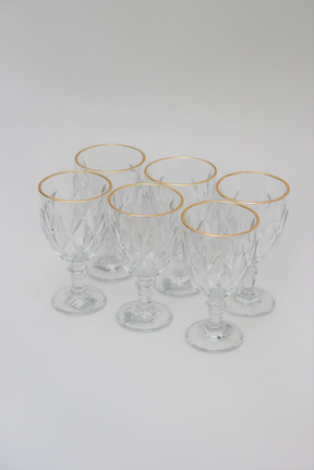 Taça de Vidro p/ água Diamond com fio de Ouro 360ml Lyor