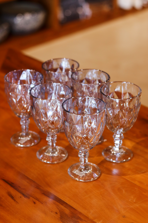 Taça de Vidro p/ água Diamond Azul Metalizado 360ml Lyor