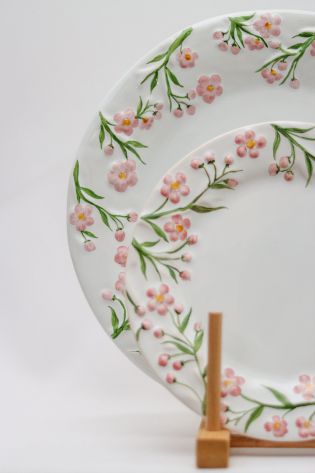 Prato Sobremesa Paris Relevo Rosa Luiz Salvador