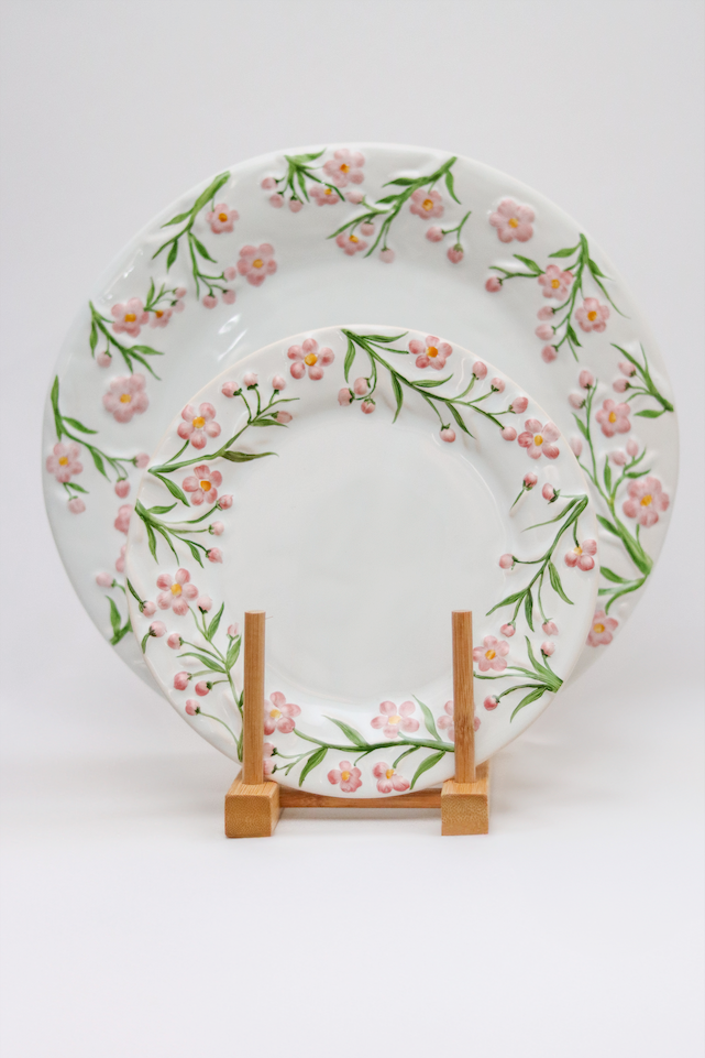 Prato Sobremesa Paris Relevo Rosa Luiz Salvador