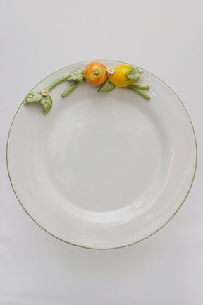 Prato Raso Ornamental Médio Laranja C/ Limão Relevo Luiz Salvador