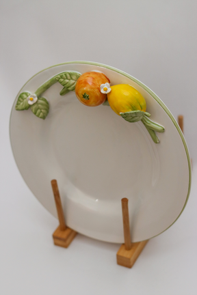 Prato Raso Ornamental Grande Laranja C/ Limão Relevo Luiz Salvador