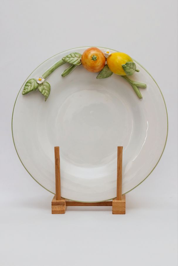 Prato Raso Ornamental Grande Laranja C/ Limão Relevo Luiz Salvador