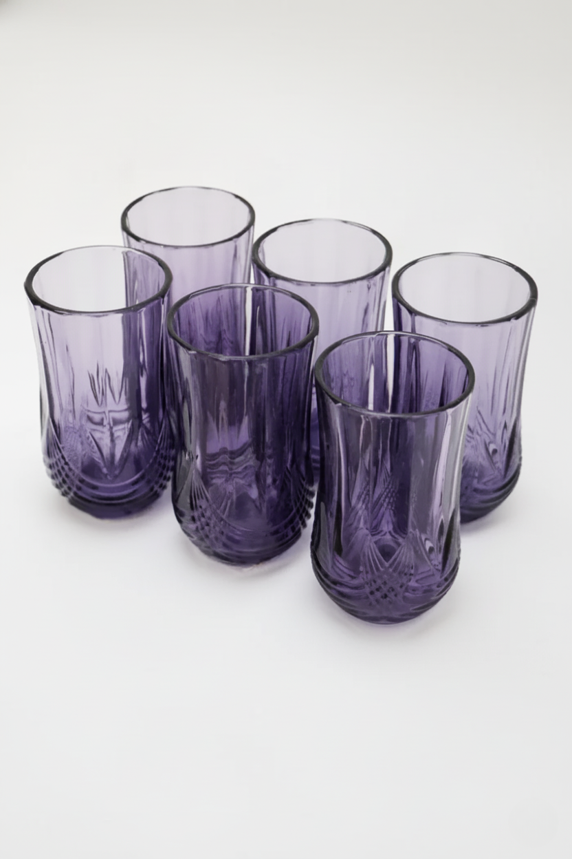 Jogo 6 Copos de Vidro Alto Roxo