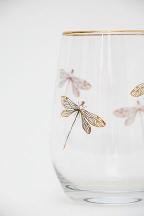 Copo de Cristal Libélula Ouro