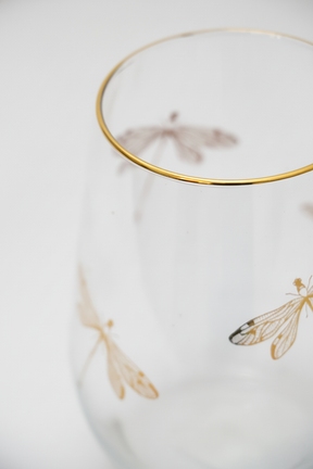 Copo de Cristal Libélula Ouro