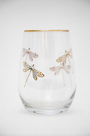 Copo de Cristal Libélula Ouro