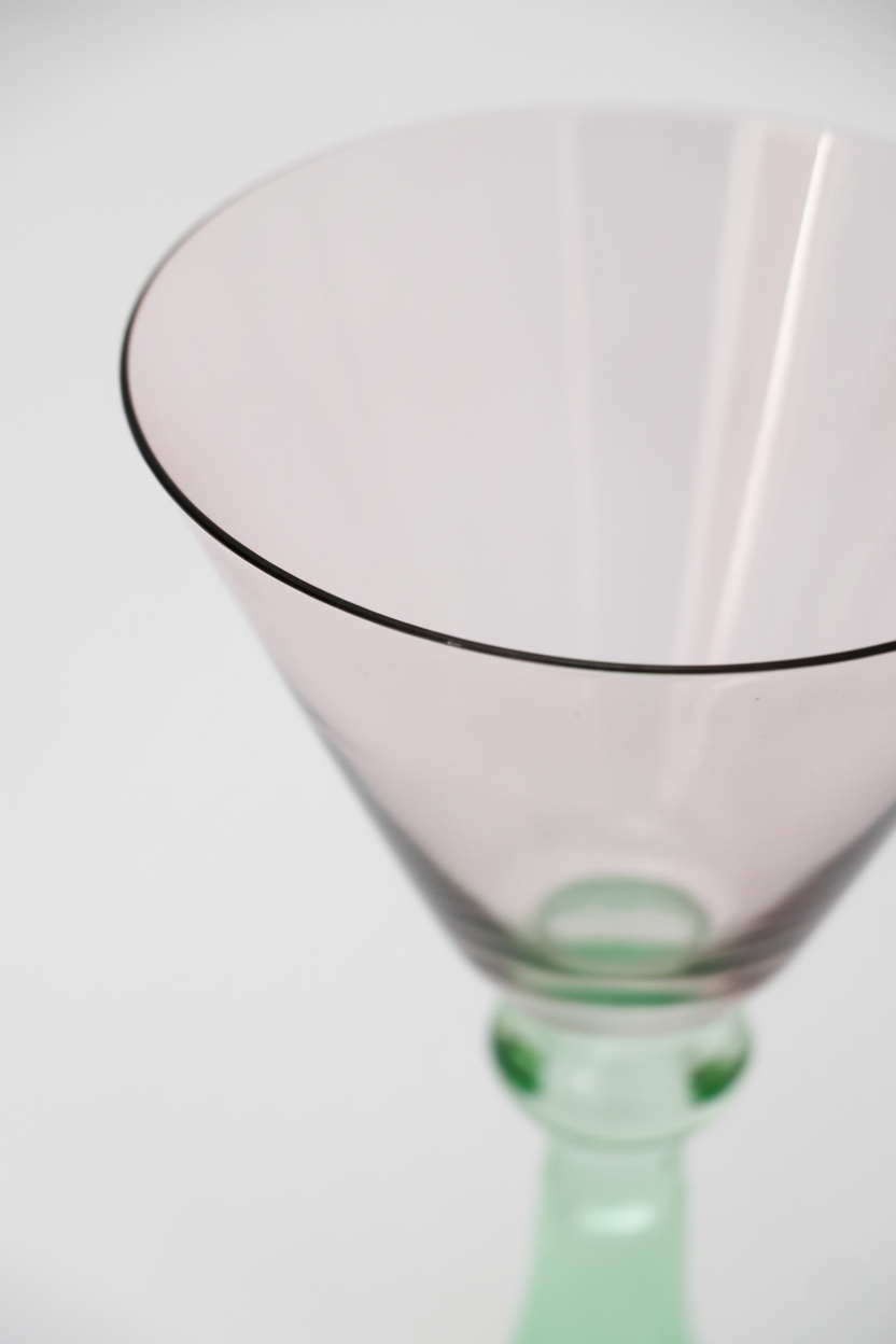 Taça de Vidro Coupe Peru 150ml - Rosa e Verde