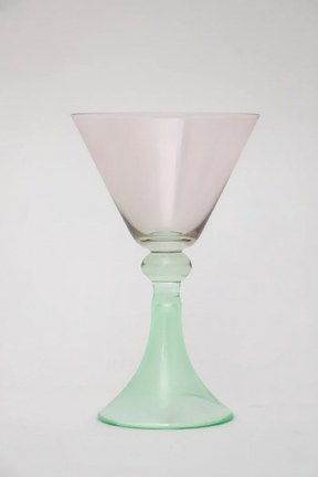 Taça de Vidro Coupe Peru 150ml - Rosa e Verde