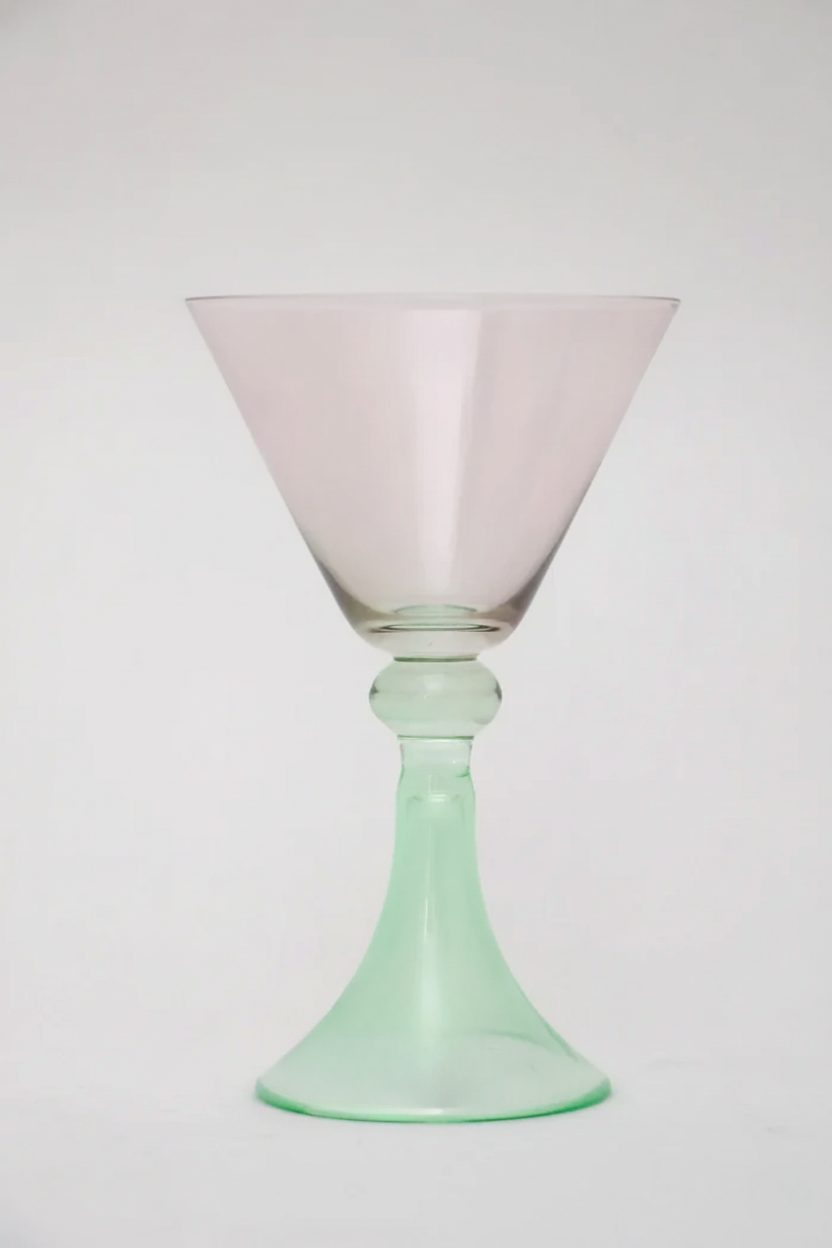 Taça de Vidro Coupe Peru 150ml - Rosa e Verde