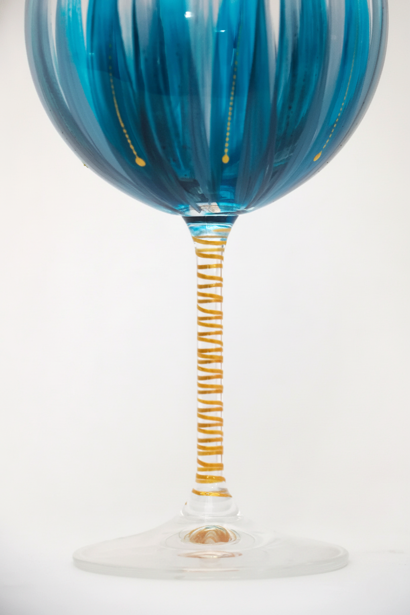 Taça de Cristal de Titânio 570ml Pintada à Mão