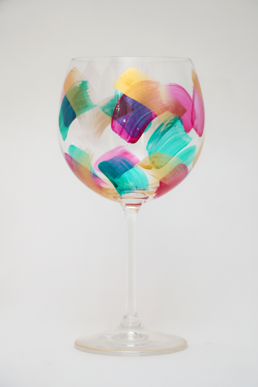 Taça de Cristal de Titânio 570ml Pintada à Mão