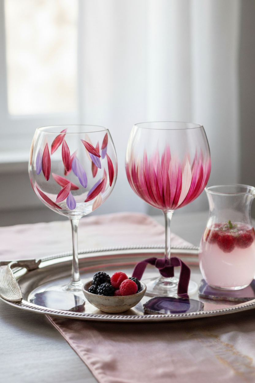 Taça de Cristal de Titânio 570ml Pintada à Mão