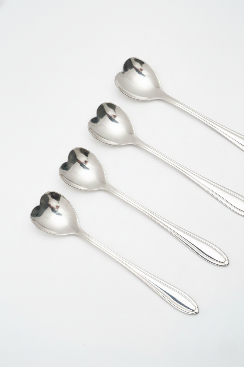 Conjunto 4 Colheres Aço Inox Heart Prata, Wolff