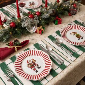 Jogo 6 Pratos Rasos com Filete Christmas Charm, Scalla