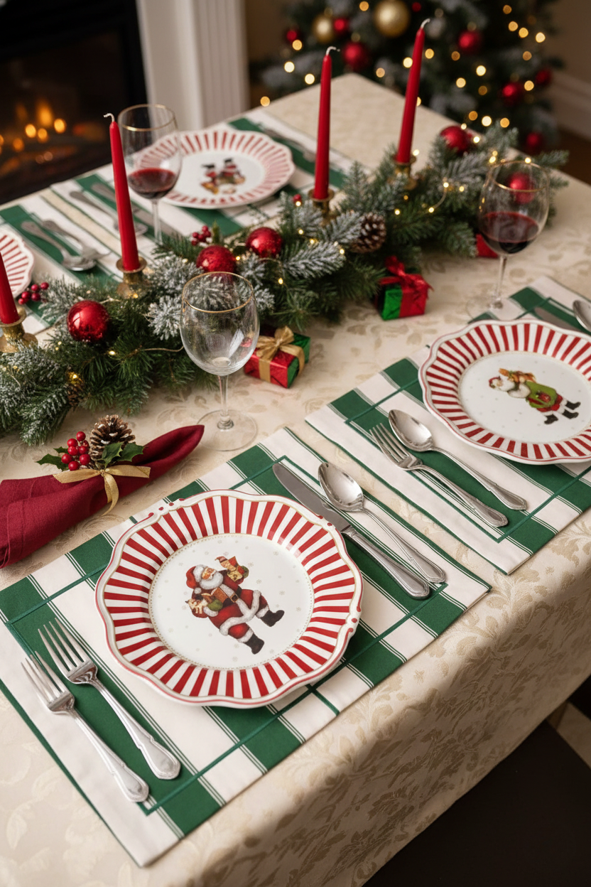 Jogo 6 Pratos Rasos com Filete Christmas Charm, Scalla