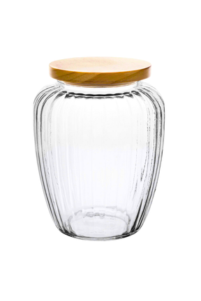 Pote de Vidro com Tampa de Pinus Wolff
