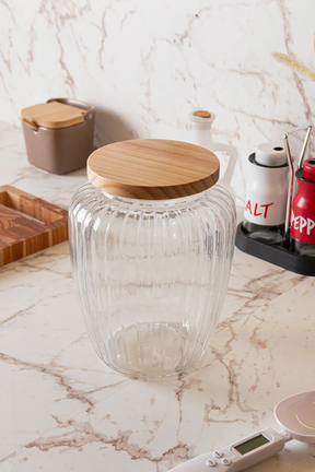 Pote de Vidro com Tampa de Pinus Wolff