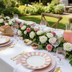 Jogo 6 Pratos Rasos Strip Rosa Plus, Alleanza