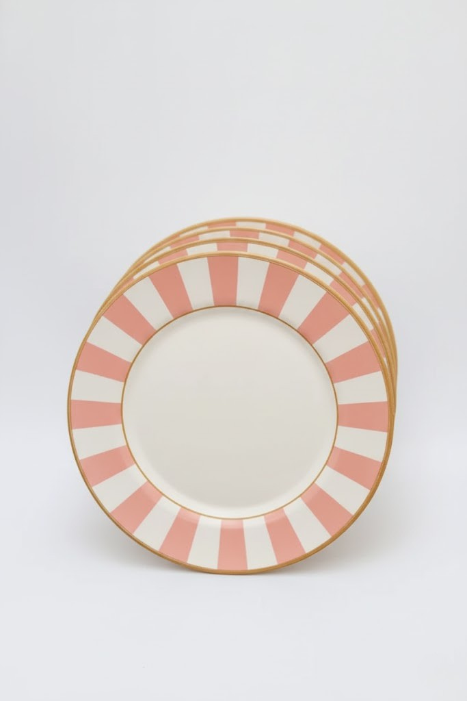 Jogo 6 Pratos Rasos Strip Rosa Plus, Alleanza